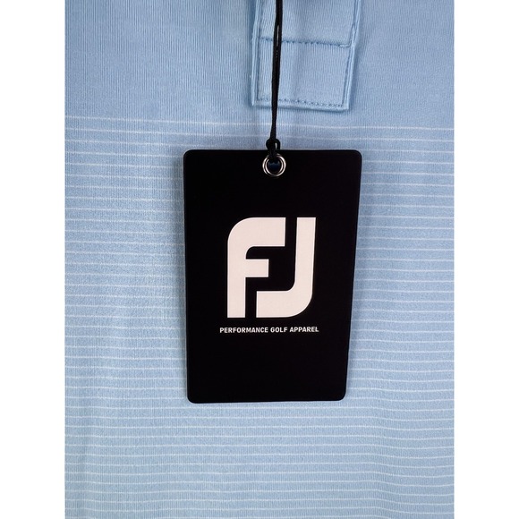 FootJoy FJ Striped Lisle Polo Shirt Mens Large Light Blue/White Caliber Classic - Picture 4 of 13